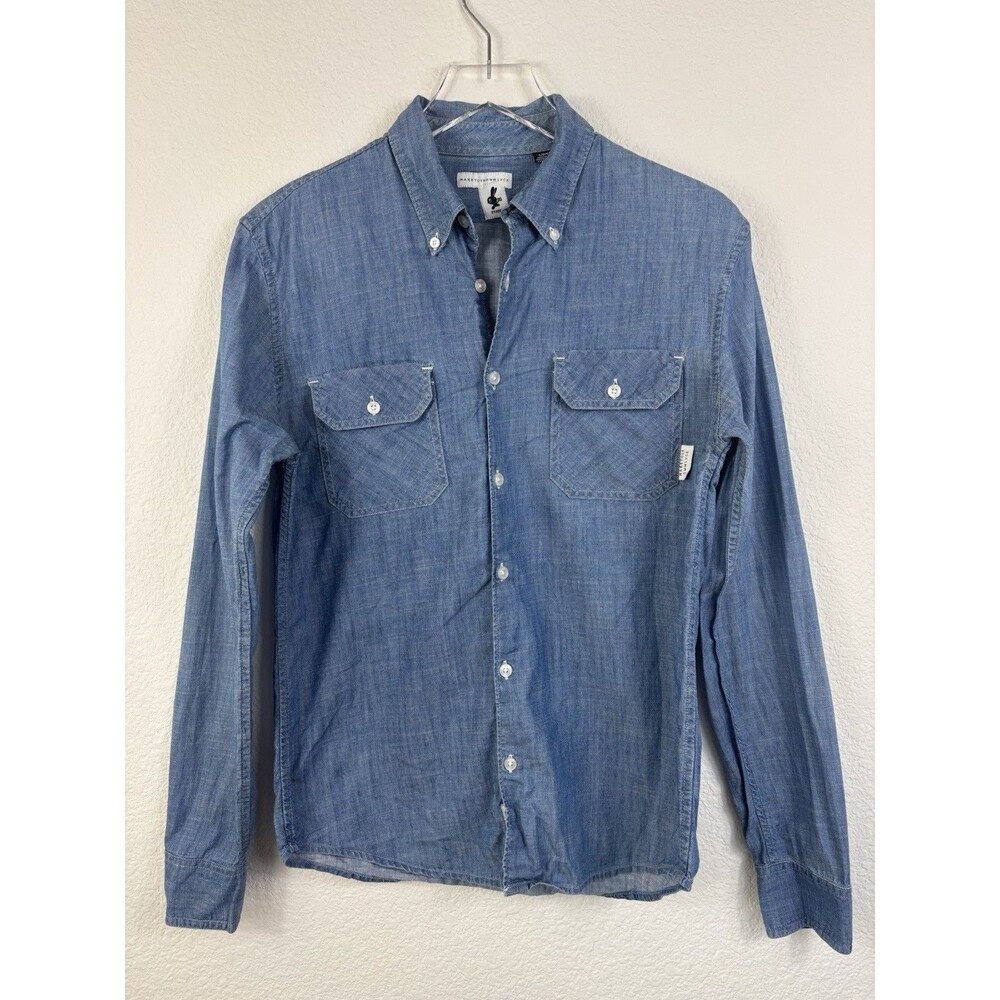 DC Dyrdek  Mens Denim Chambray Shirt S Blue Long Slv Skater Make Your Own Luck